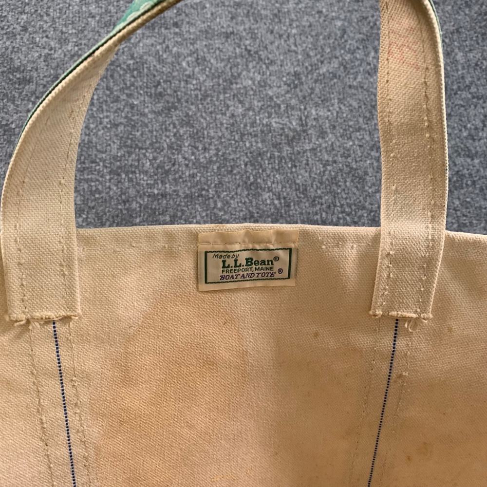 Vintage LL Bean Boat and Tote Canvas Bag Green Large Freeport Maine Beers Tote - Picture 3 of 7
